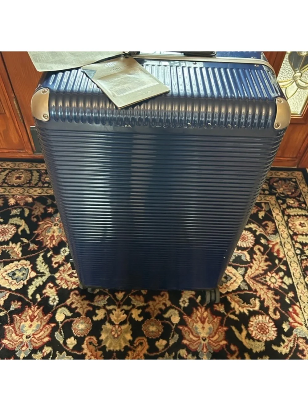 FPM Milano hard Bank 58 collection suitcase, NWT .Navy/silver